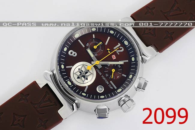 Louis Vuitton Tambour Lovely Cup Chronograph สายยางหน้าปัดน้ำตาล (Lady Size 34 mm.) เนื้องานเนี๊ยบสุดๆ เนื้องานเนี๊ยบไร้