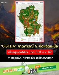 ‘GISTDA’ คาดการณ์ 9 จังหวัดเหนือ ‘เสี่ยงสูงเกิดไฟป่า’