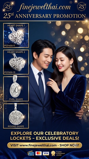 Finejewelthai จี้ล็อกเก็ต ล็อกเก็ตเงินแท้ ใส่รูป เก็บความทรง